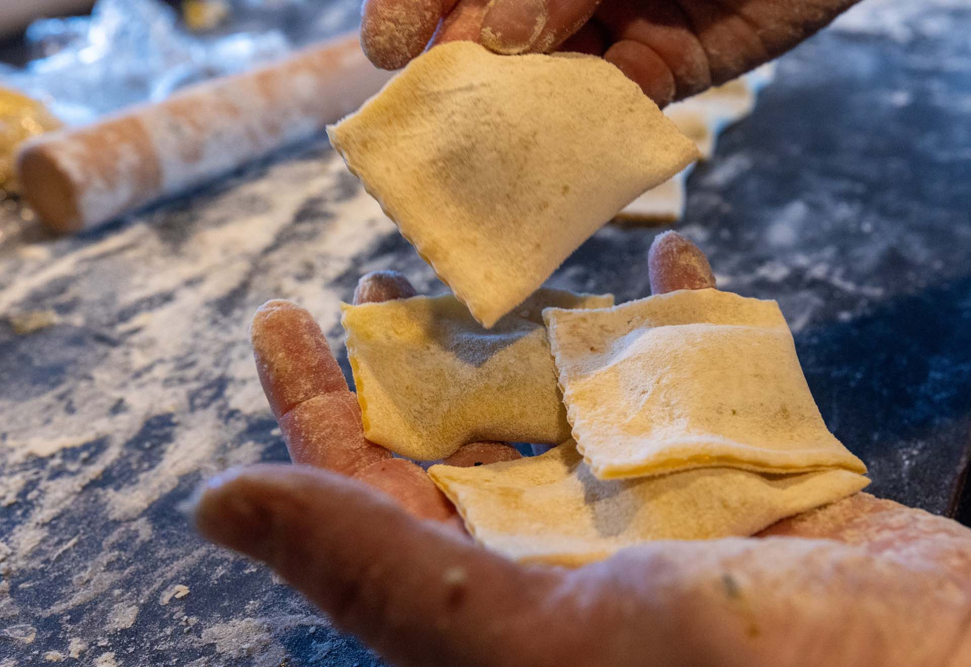 Ravioli made fresh in the lodge kitchen