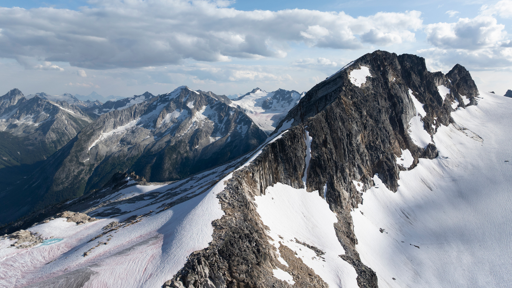 A dark granite ridge above the ice