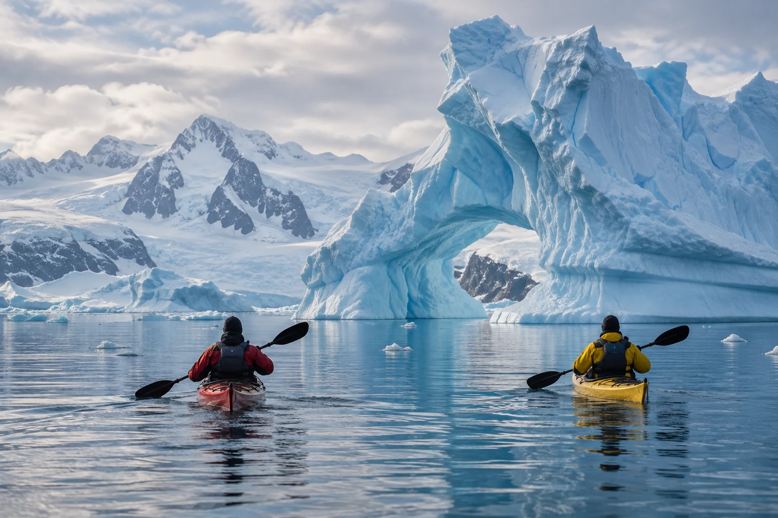 Kayaking among Antarctic icebergs