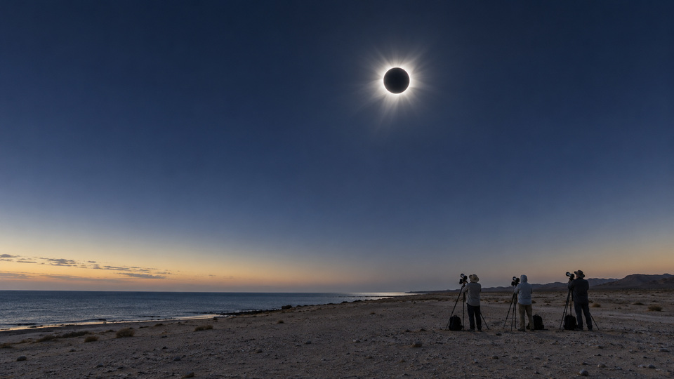 Eclipse viewing on the Red Sea coastal plain south of Jeddah; future-event visualization