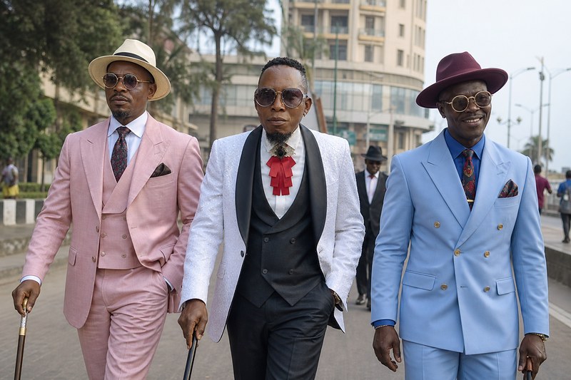 Three members of Brazzaville's La Sape tradition