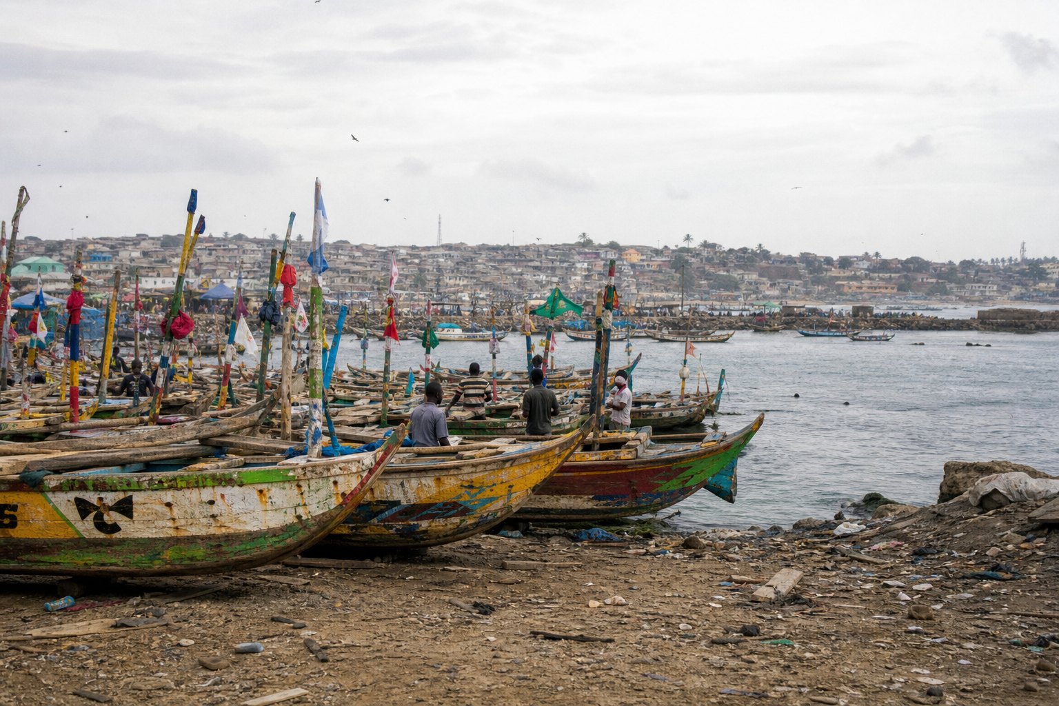 Ghana Fishing Harbour Colourful Boats