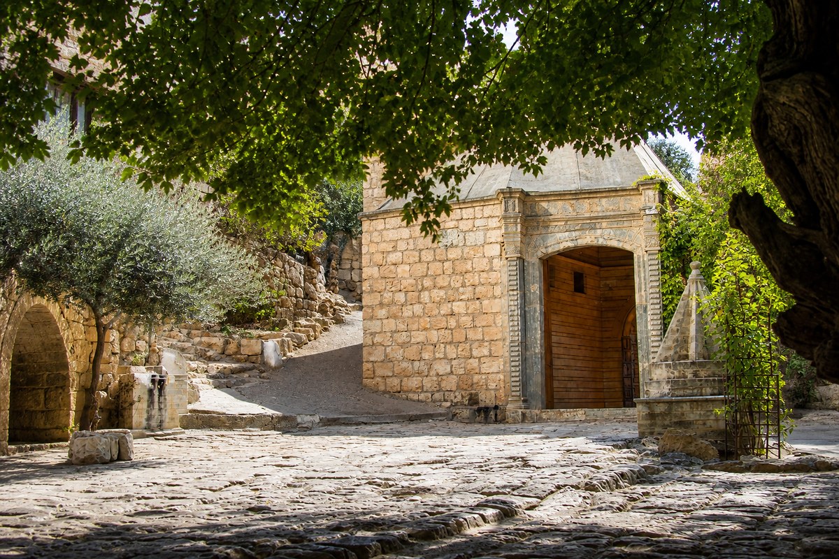 The conical spires of the Yazidi shrine at Lalish, Iraq
