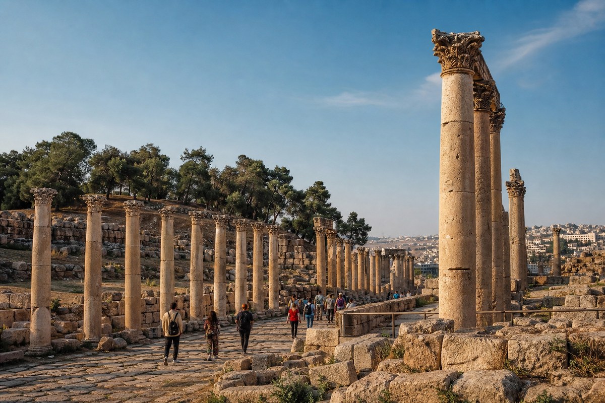 The colonnaded street at Jerash, Jordan