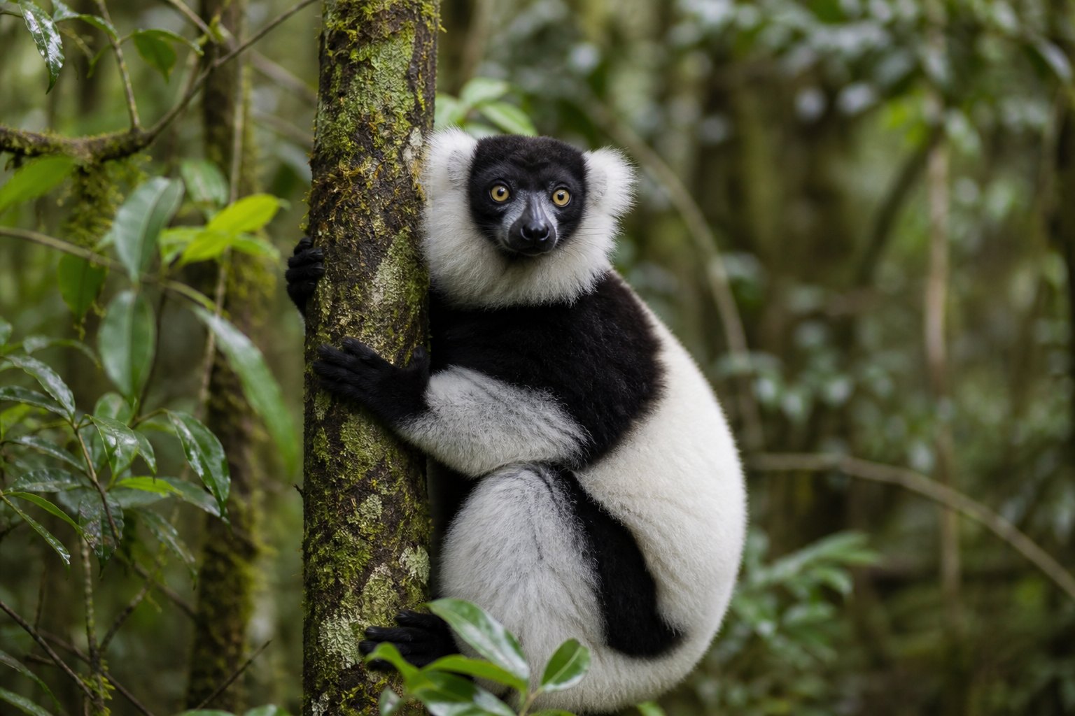 Madagascar Black and White Ruffed Lemur