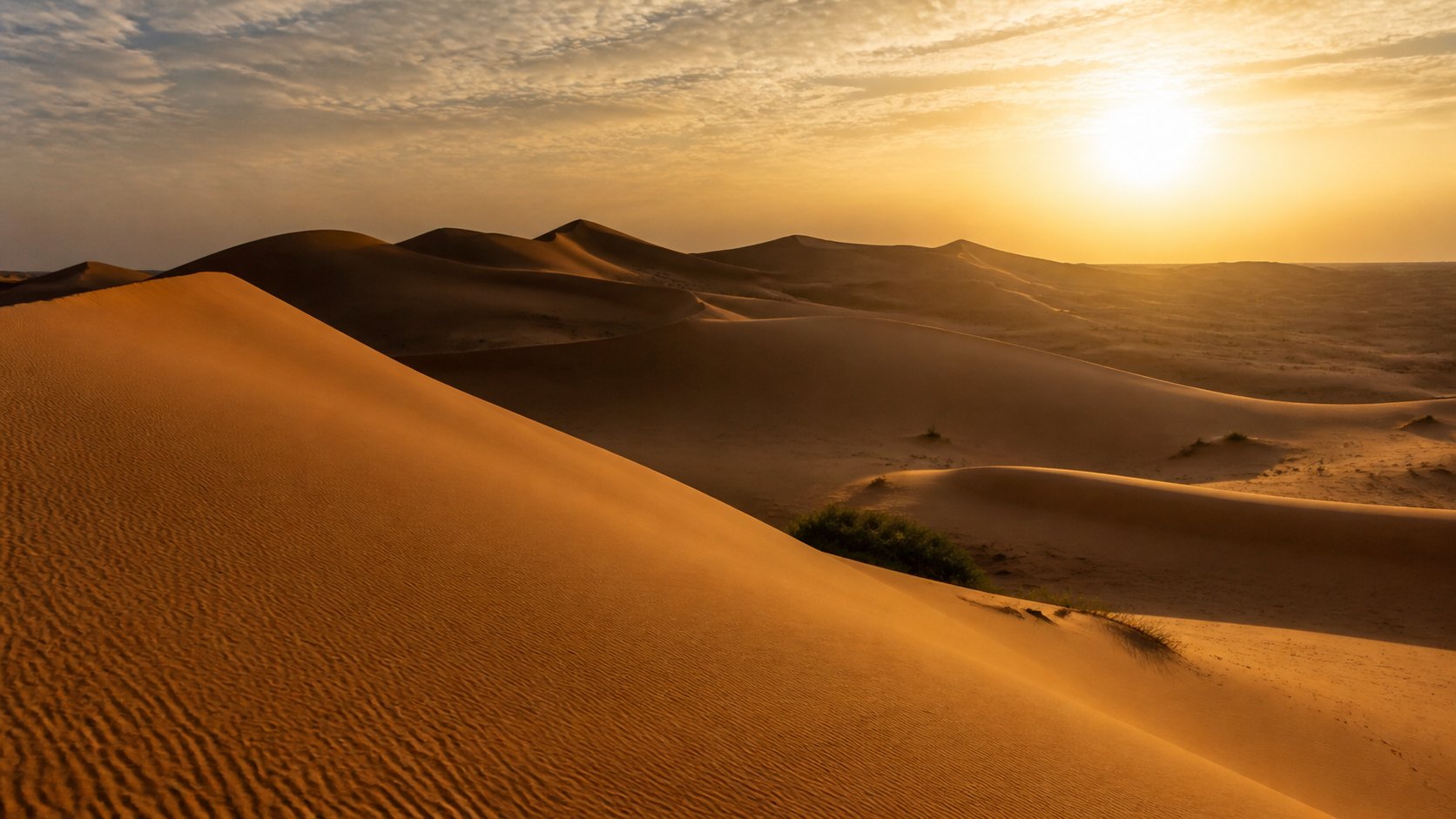 Mauritania Rolling Sahara Dunes At Golden Hour