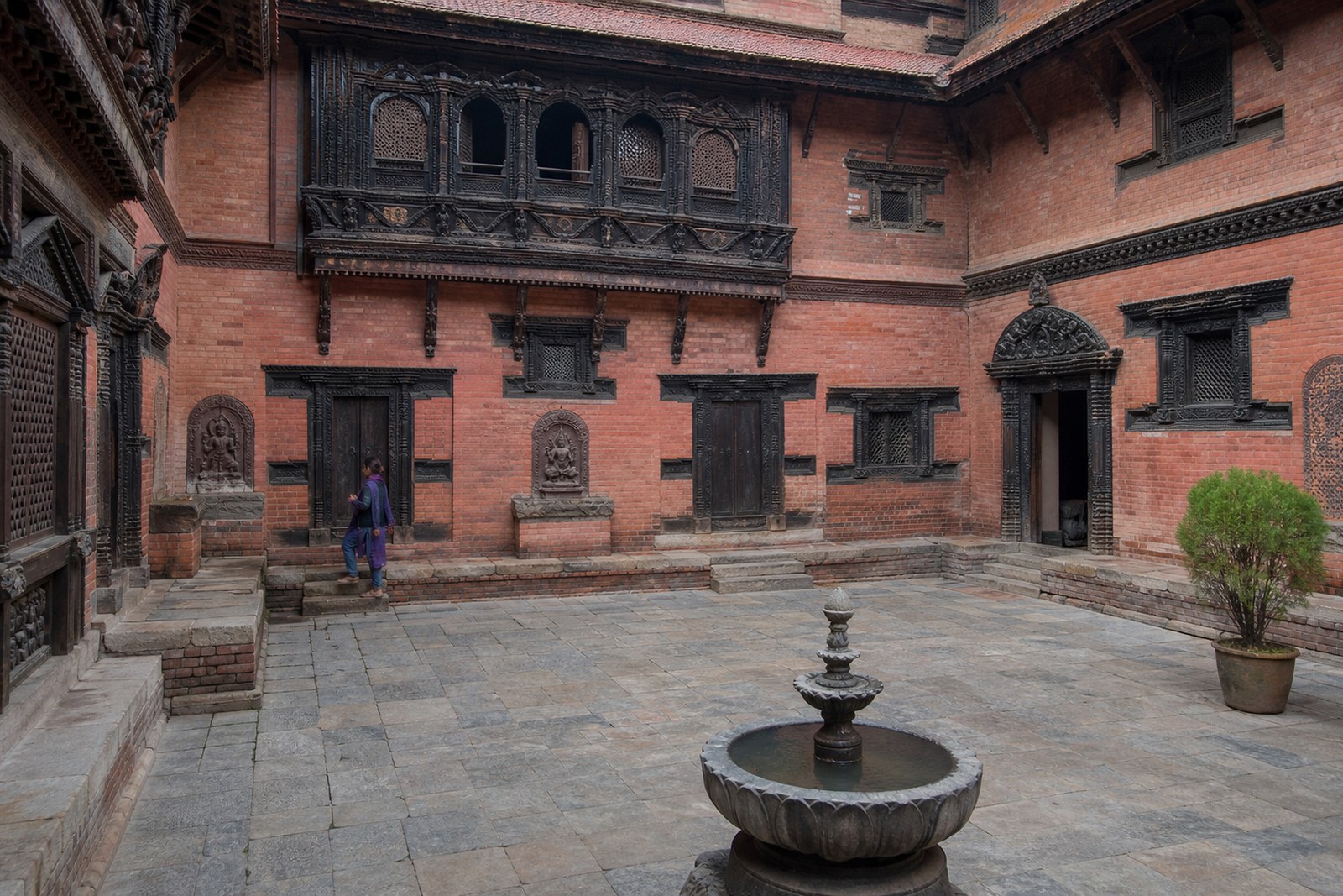 A carved courtyard in Patan, Nepal