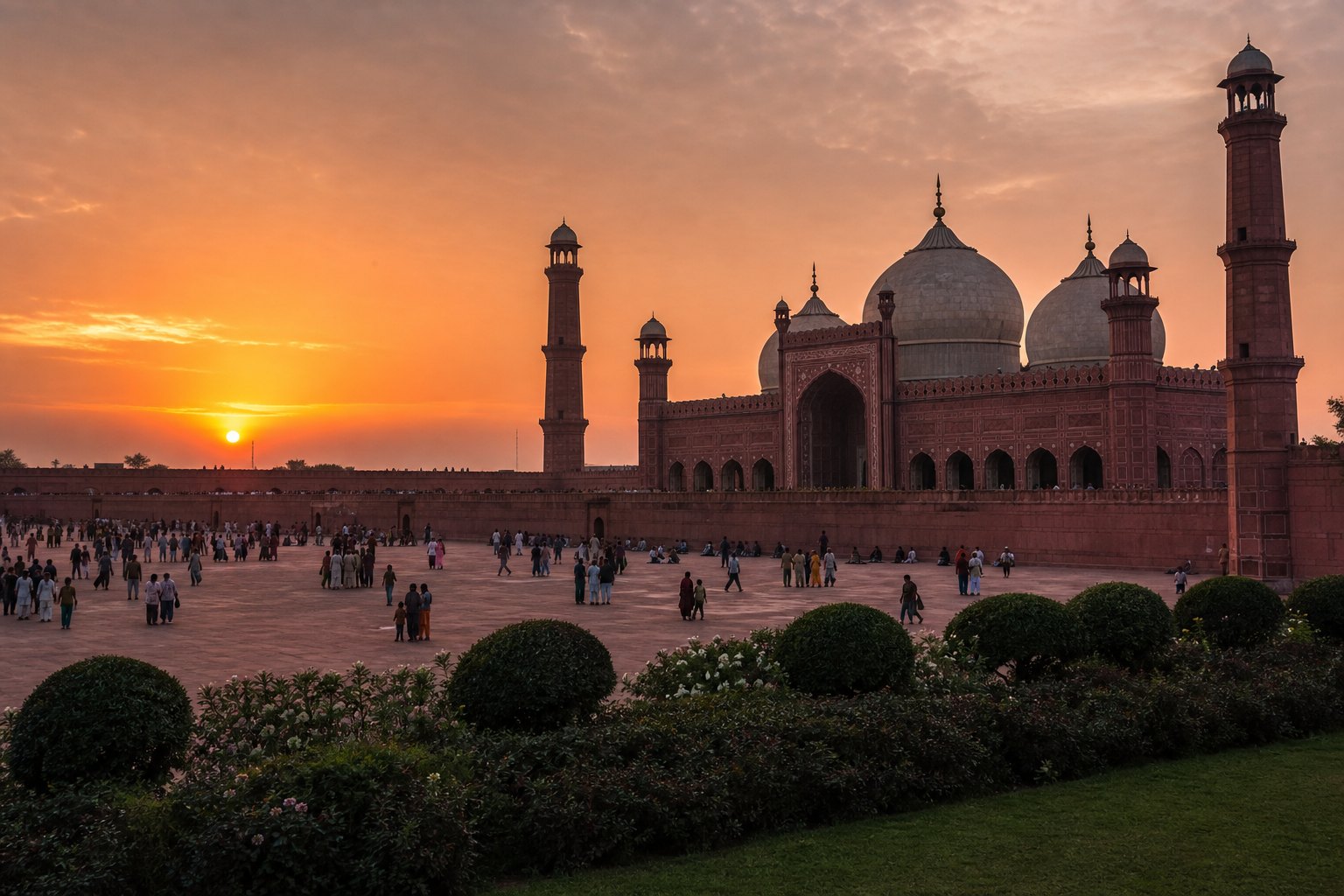 Pakistan Badshahi Mosque At Sunset in Lahore Pakistan