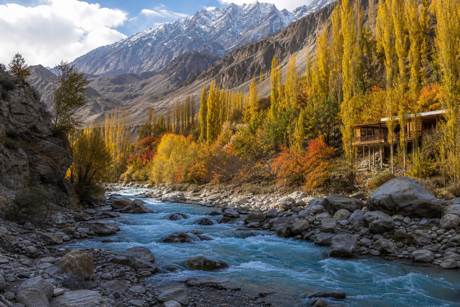 Pakistan Hunza River Autumn