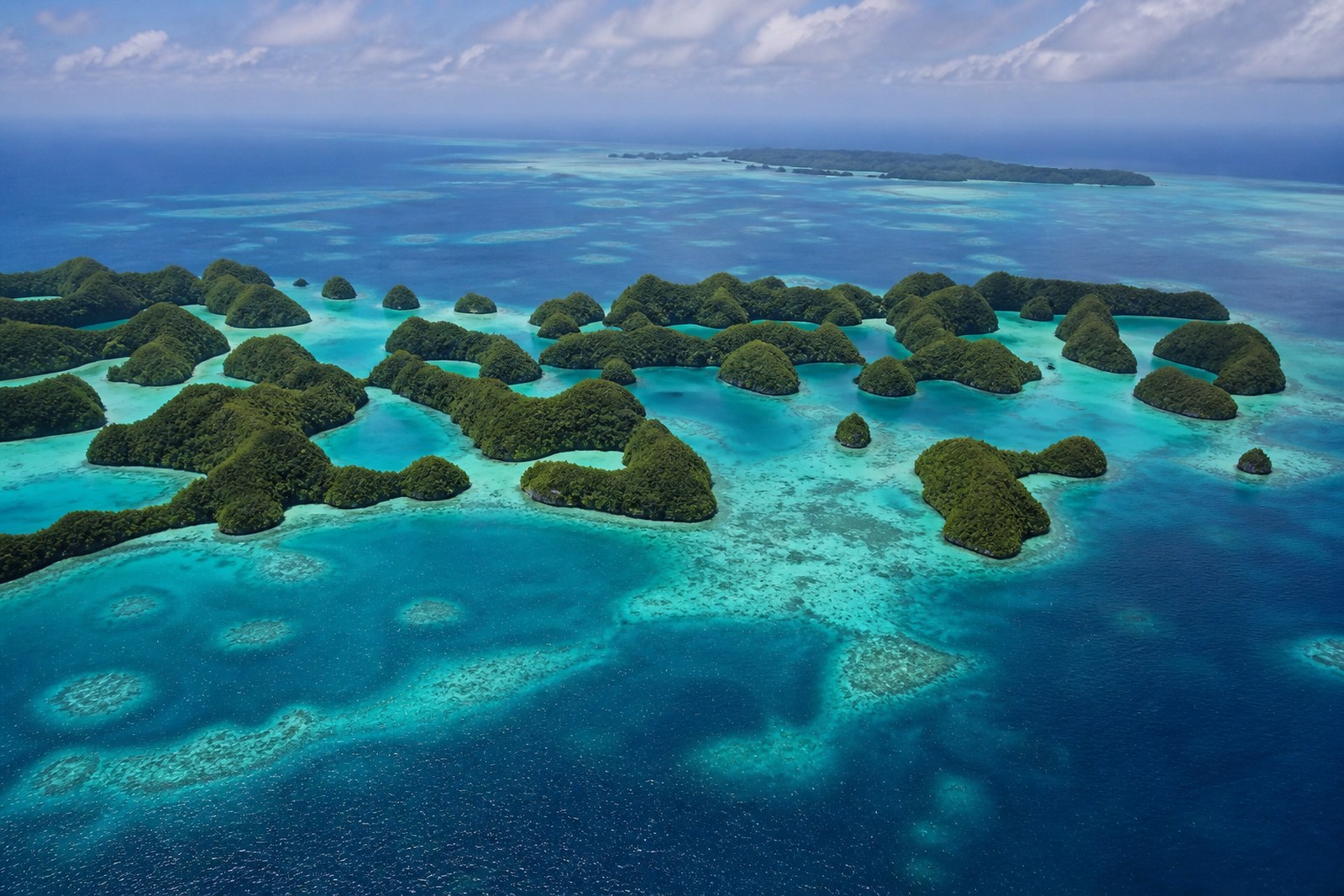 Aerial view of the Rock Islands Southern Lagoon, Palau
