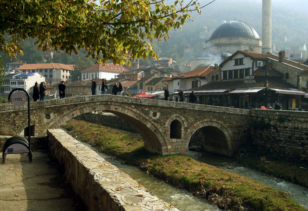 The old town and stone bridge of Prizren, Kosovo