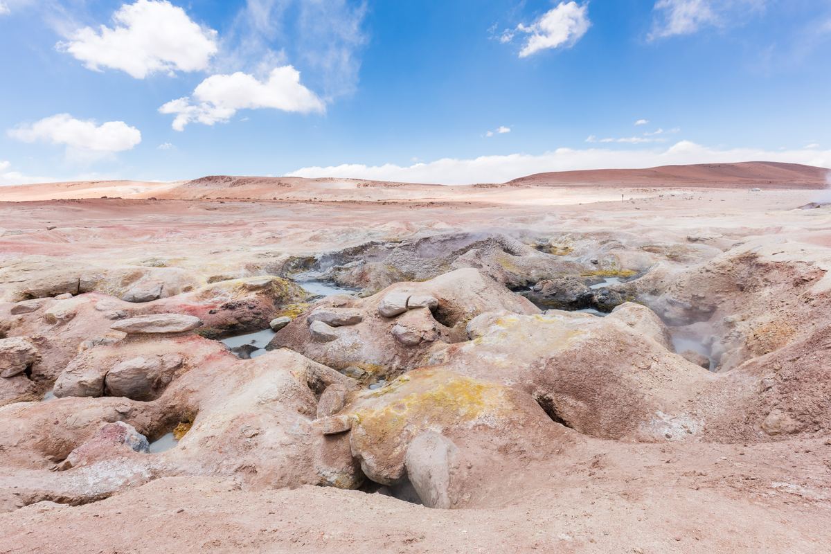 The Sol de Mañana geothermal field at 4,900 metres, Bolivia