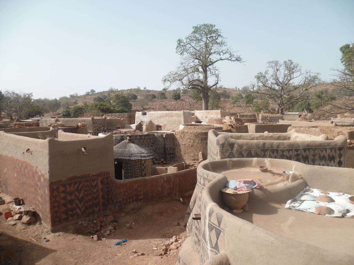 The earthen towers of the Tiébélé royal court, Burkina Faso