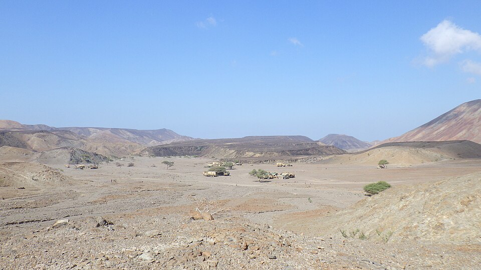The volcanic desert landscape of the Afar country, Djibouti
