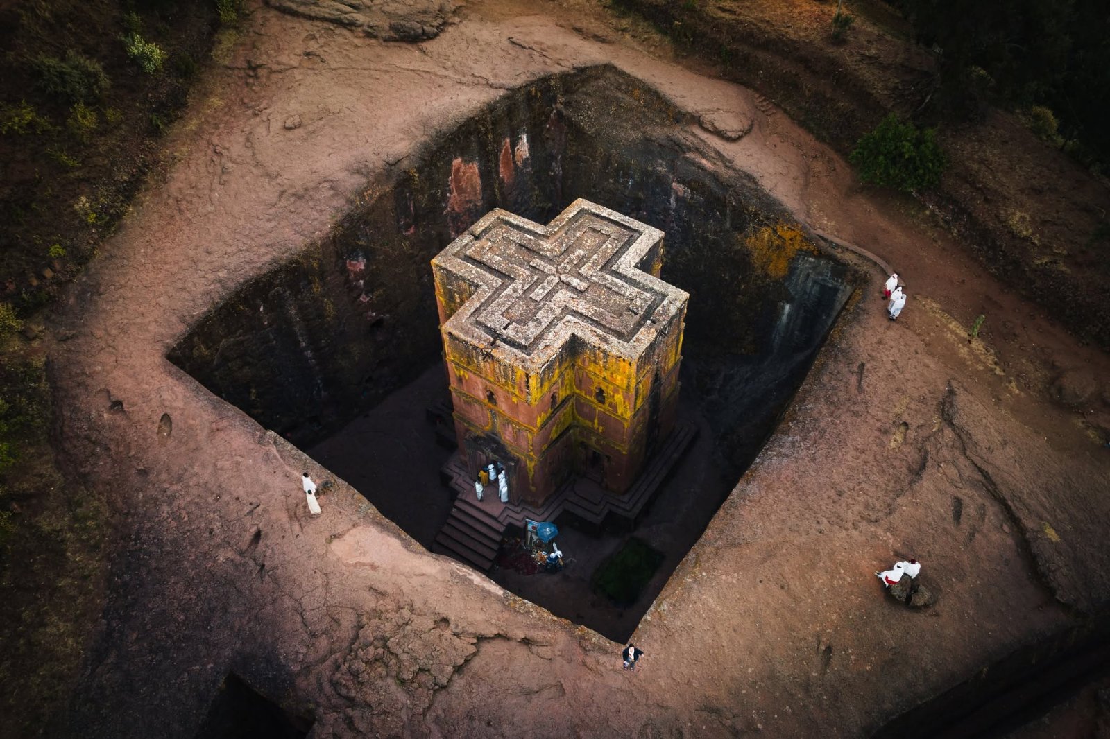 Bete Giyorgis (Church of St. George), Lalibela, Ethiopia — aerial view