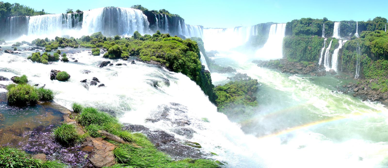 The full sweep of Iguazú Falls from the Brazilian side