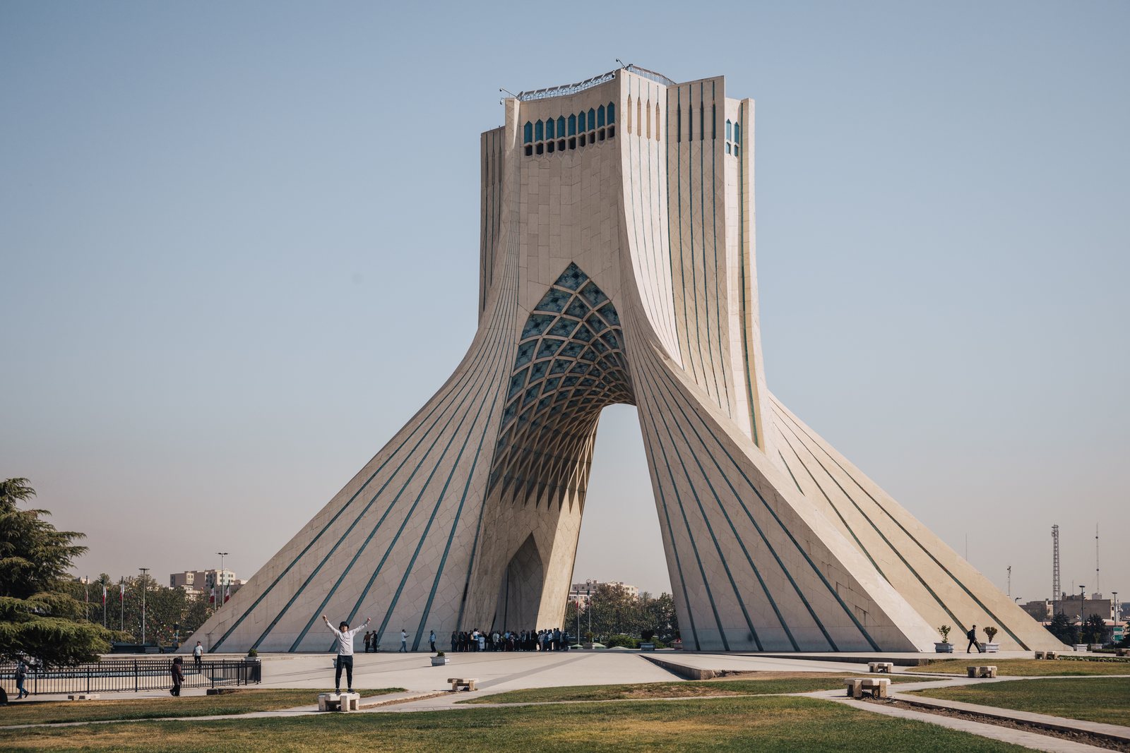 The Azadi Tower rising over its square in Tehran, Iran
