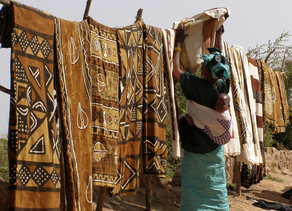 Bogolan mud-cloth drying in Ségou, Mali