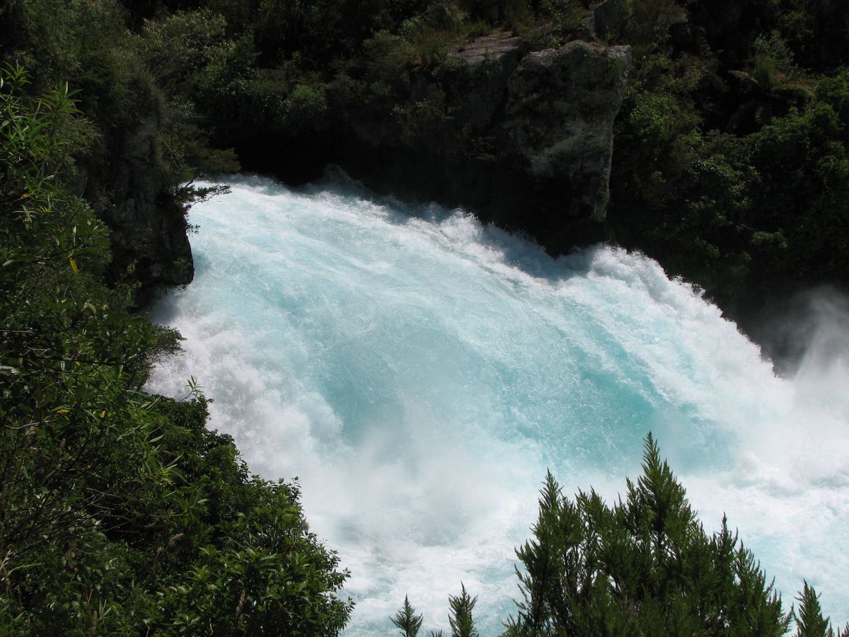 The turquoise rush of Huka Falls, Taupo, New Zealand
