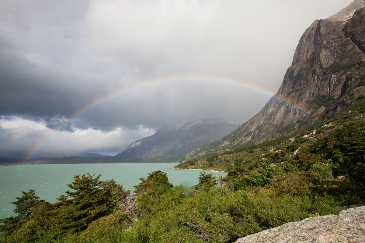A rainbow over Lago Nordenskjöld, Torres del Paine