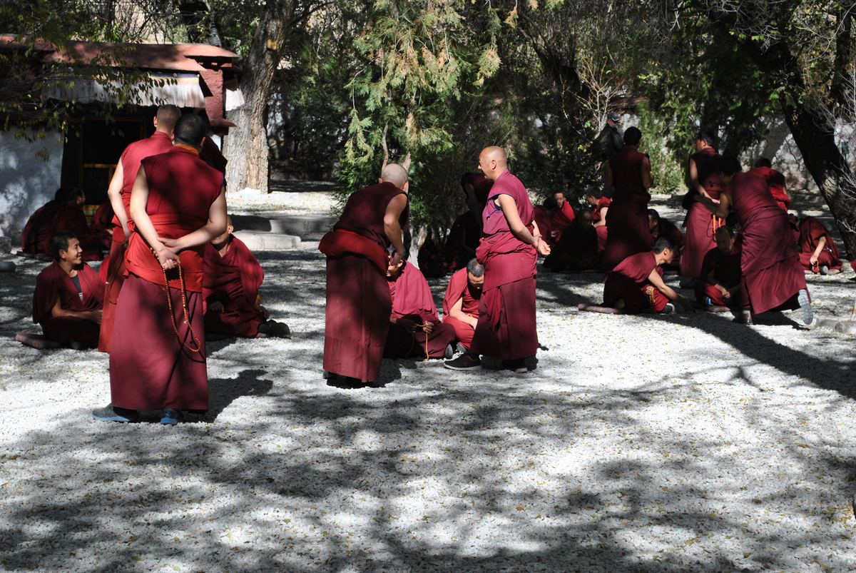 Monks debating in the courtyard of Sera Monastery, Lhasa