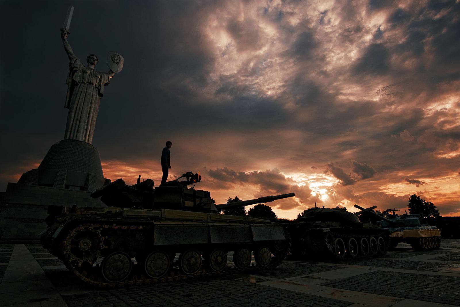 The Motherland Monument rising over Kyiv, Ukraine
