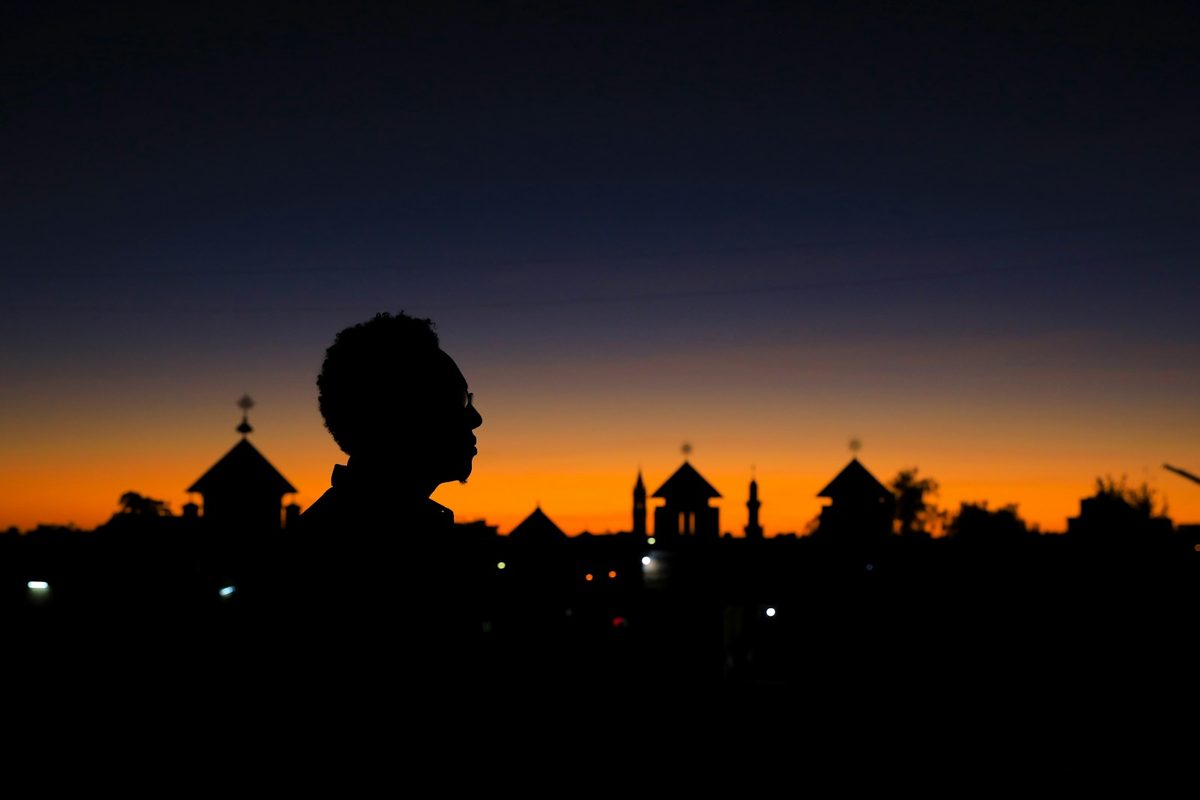 Silhouette at sunset in Asmara, Eritrea