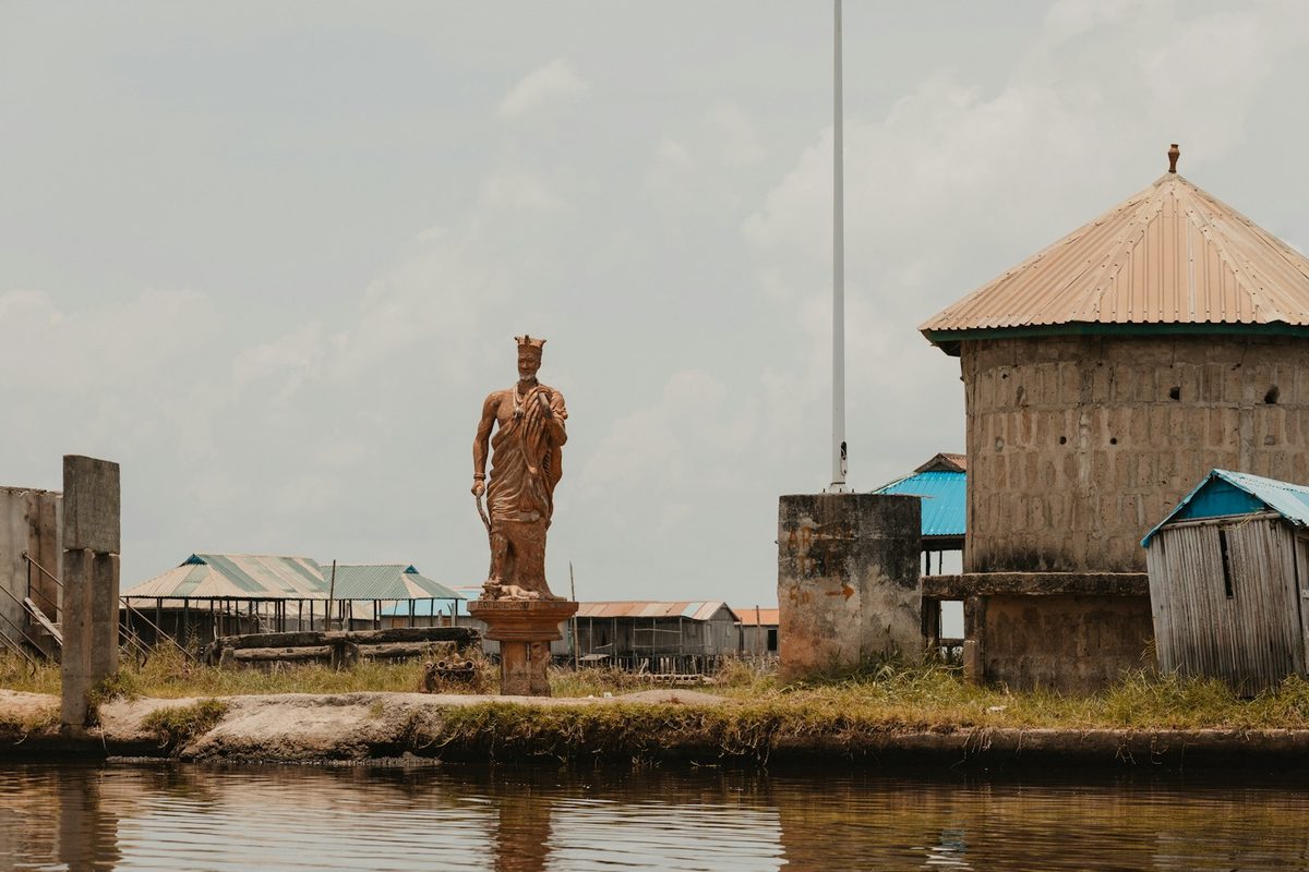 Stilt buildings on water in Benin, West Africa