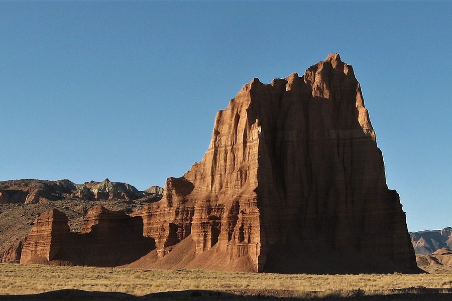 The Temple of the Sun monolith in Cathedral Valley, Capitol Reef