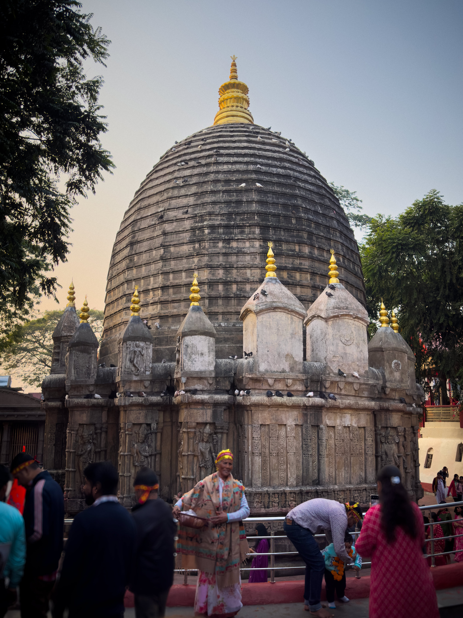 The beehive spire of the Kamakhya temple