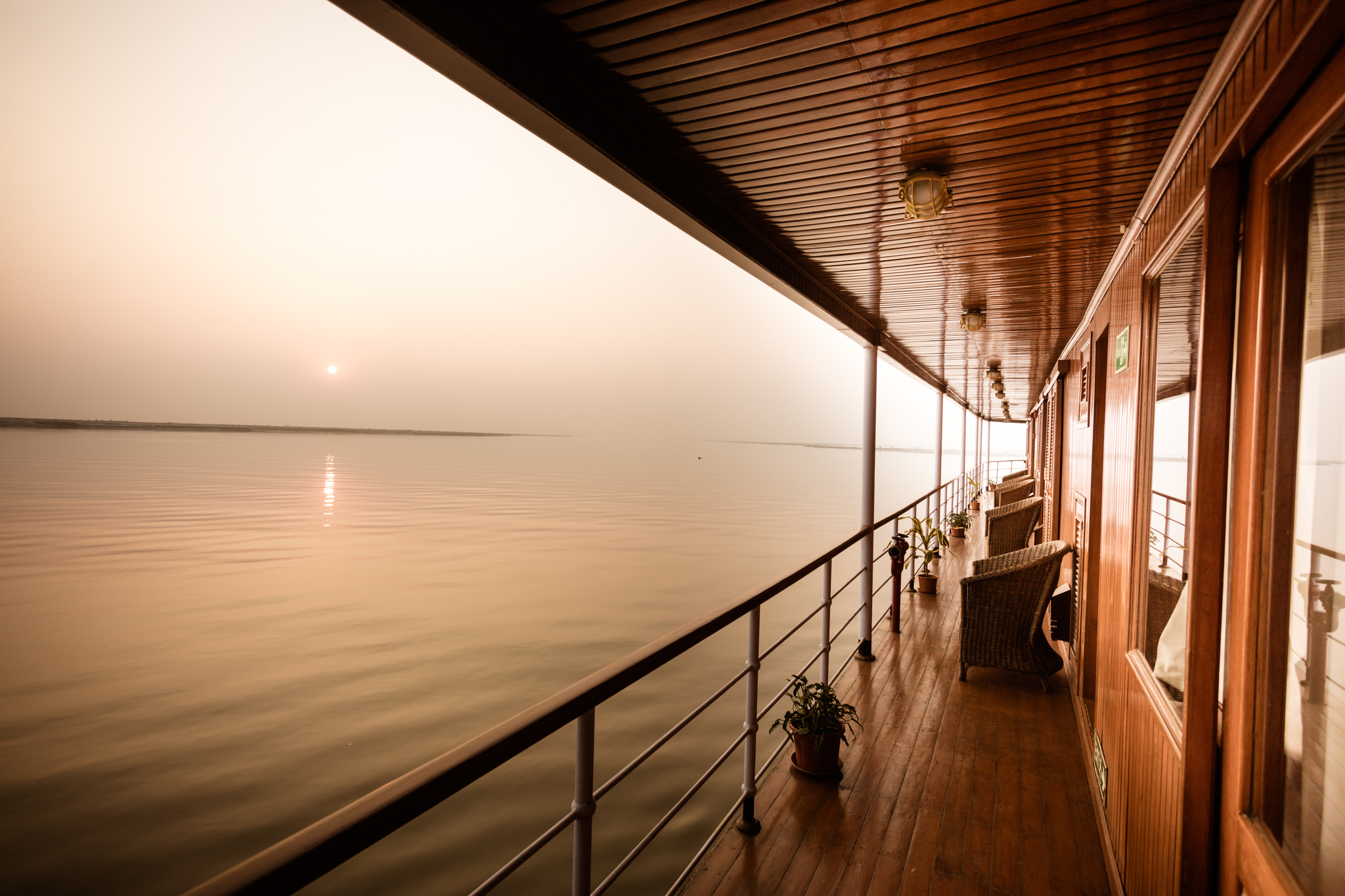 Sunrise along the promenade deck