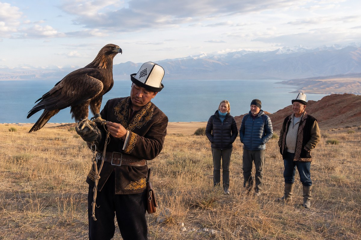 Skazka Canyon · eagle hunters · Kochkor