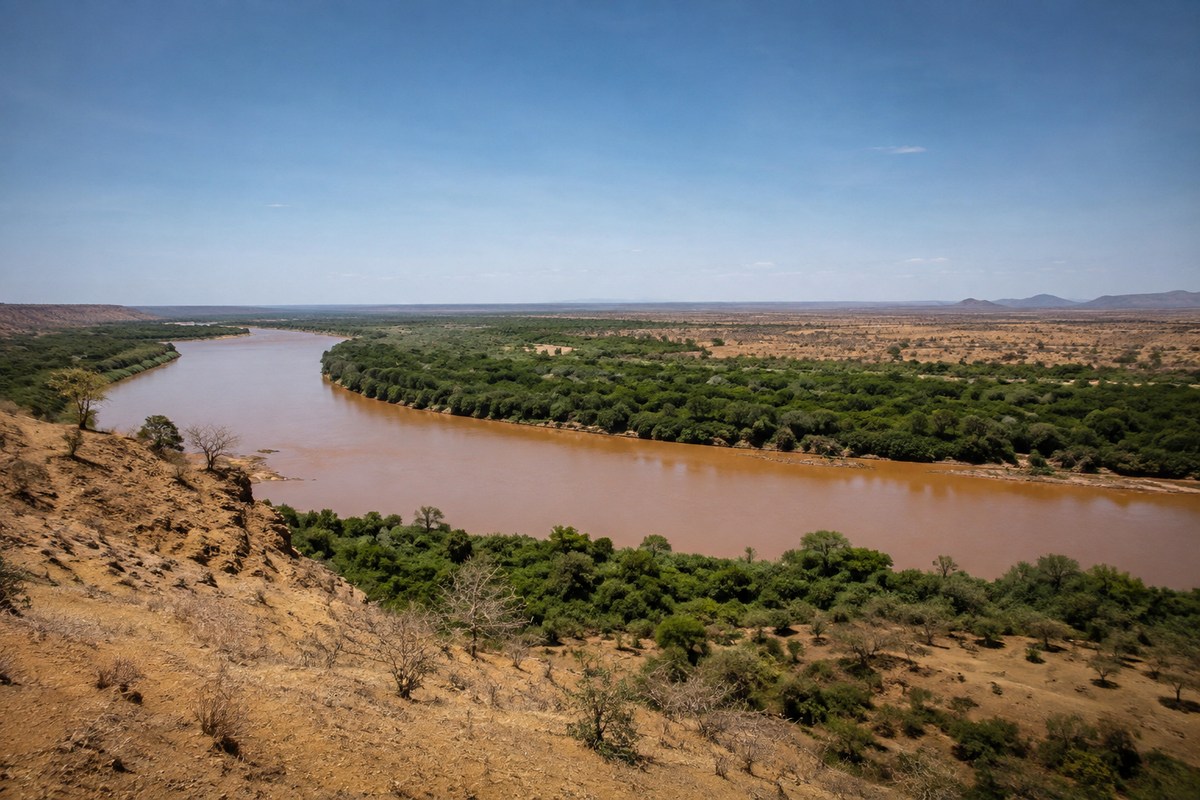 The Omo River below the bluff at Kolcho