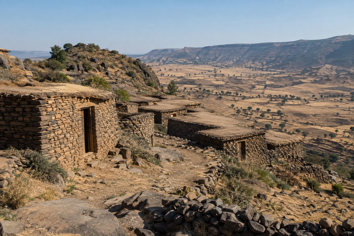 Traditional stone houses in the Argobba village of Koremi