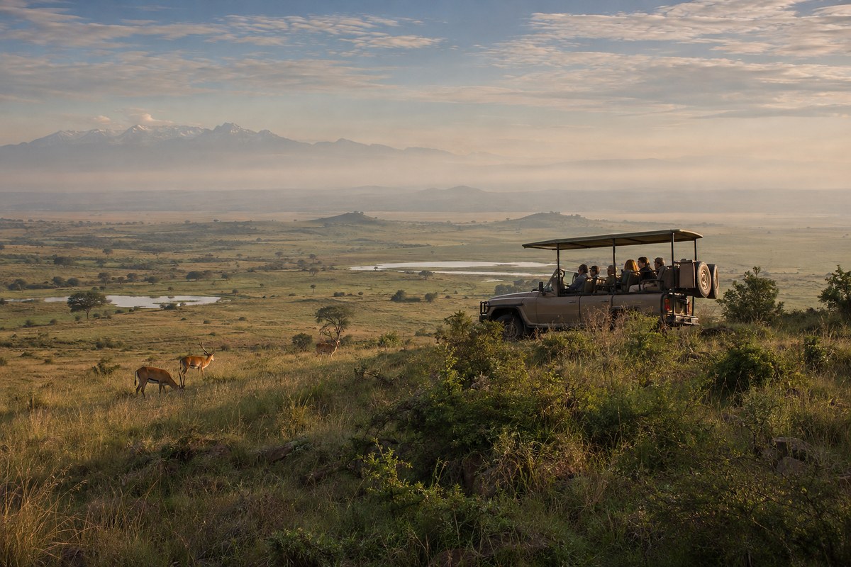 Queen Elizabeth NP · morning game drive · depart Entebbe