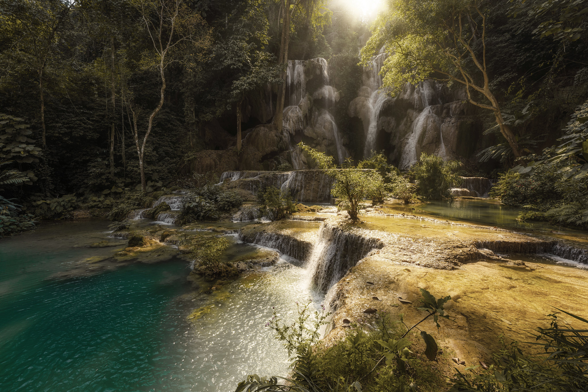 Kuang Si waterfall in the forest