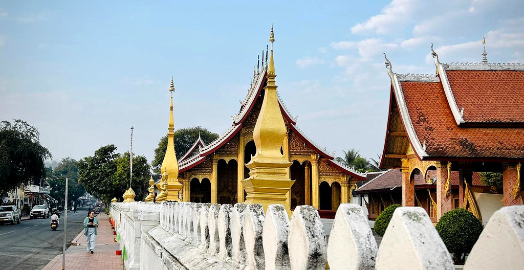 Temples along a street in Luang Prabang