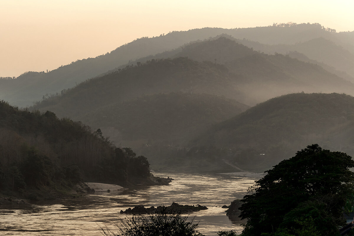 Layered hills above the Mekong near Pakbeng