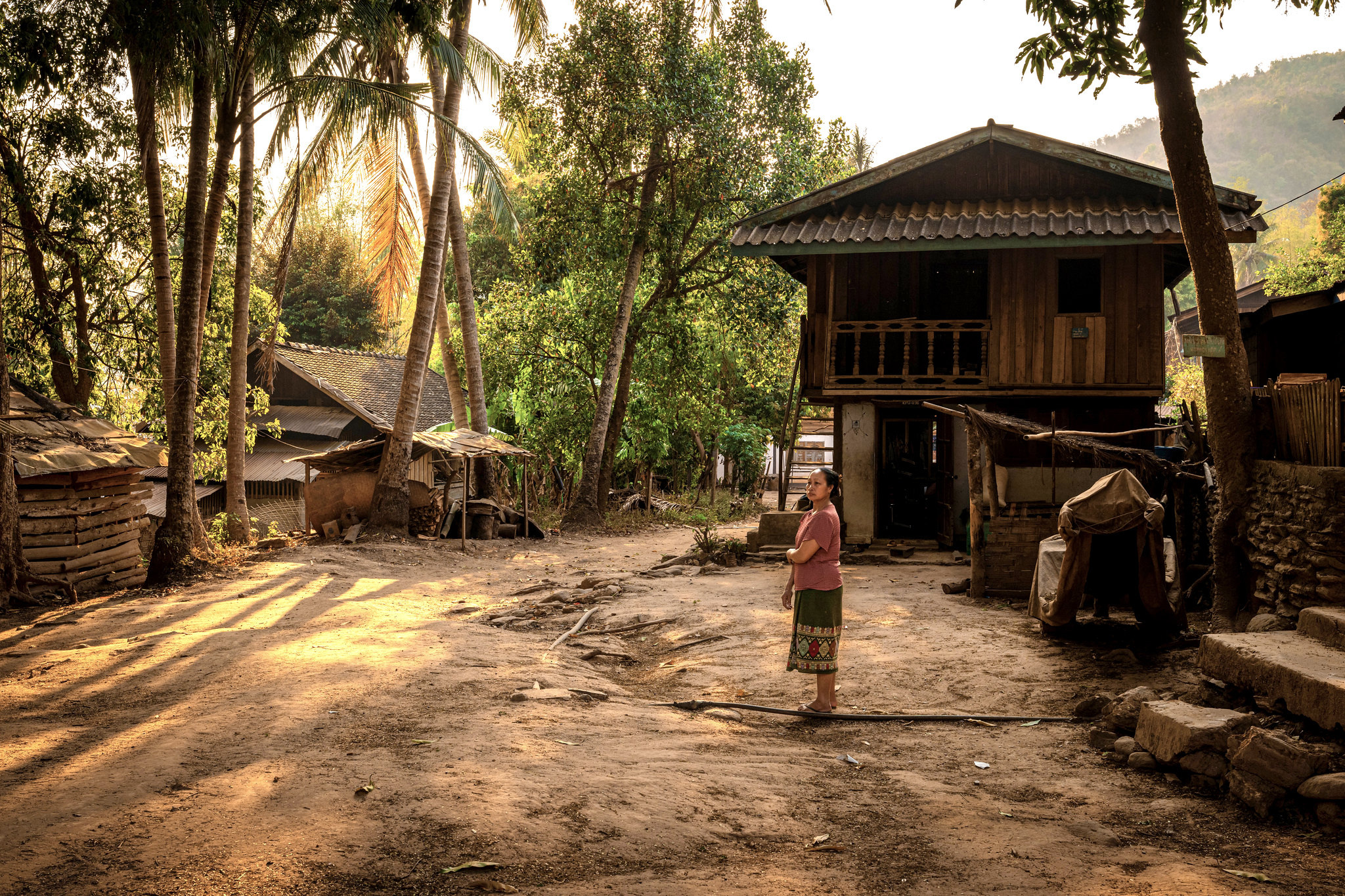 A village lane in the late afternoon light