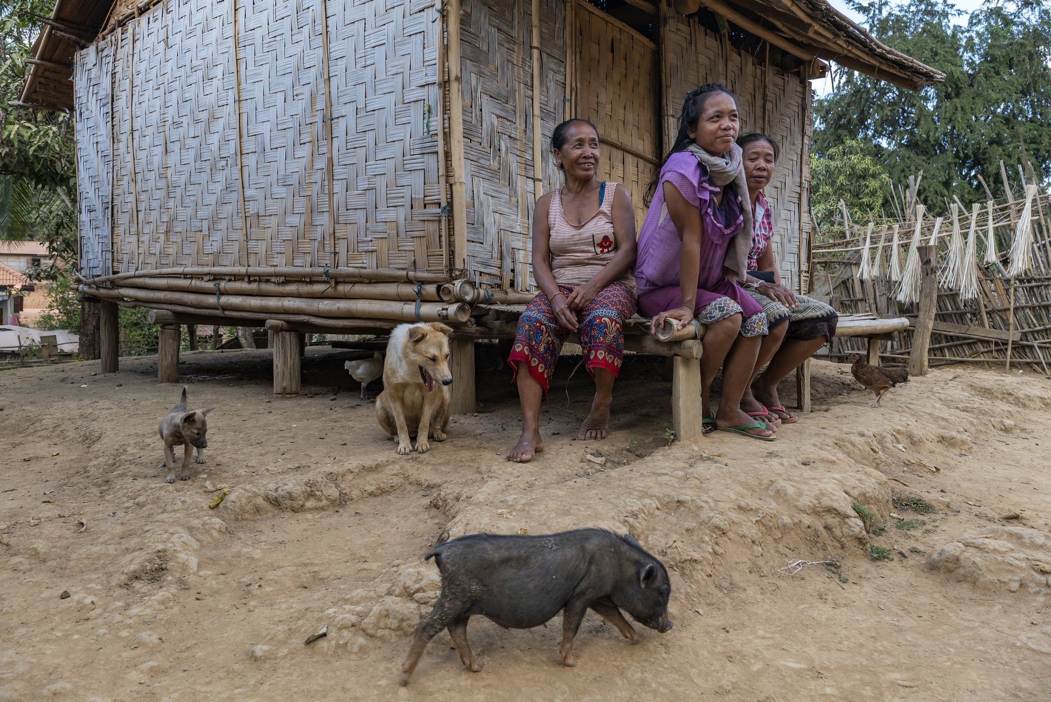 Village women resting on a porch