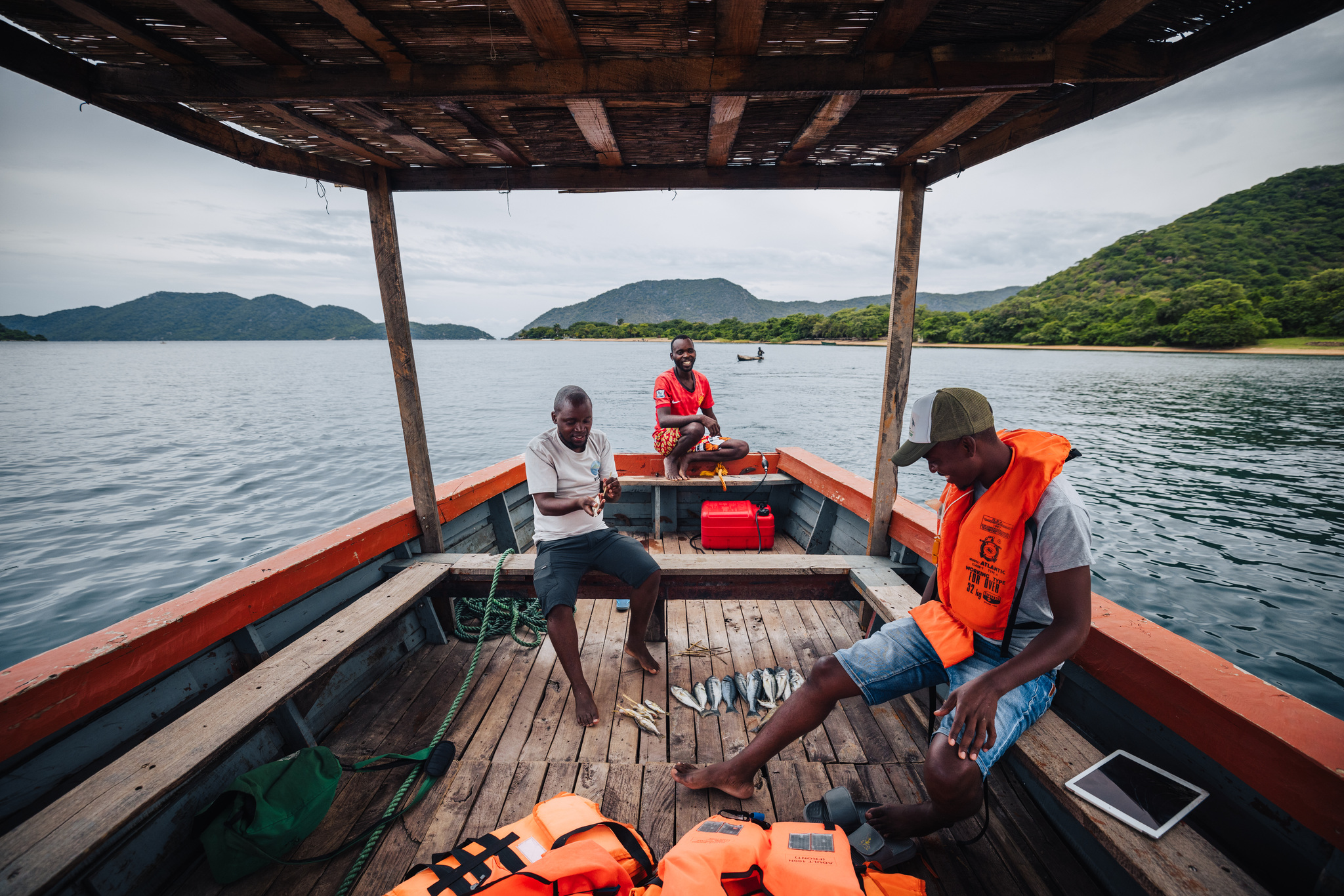 On the boat out to the islands from Cape Maclear