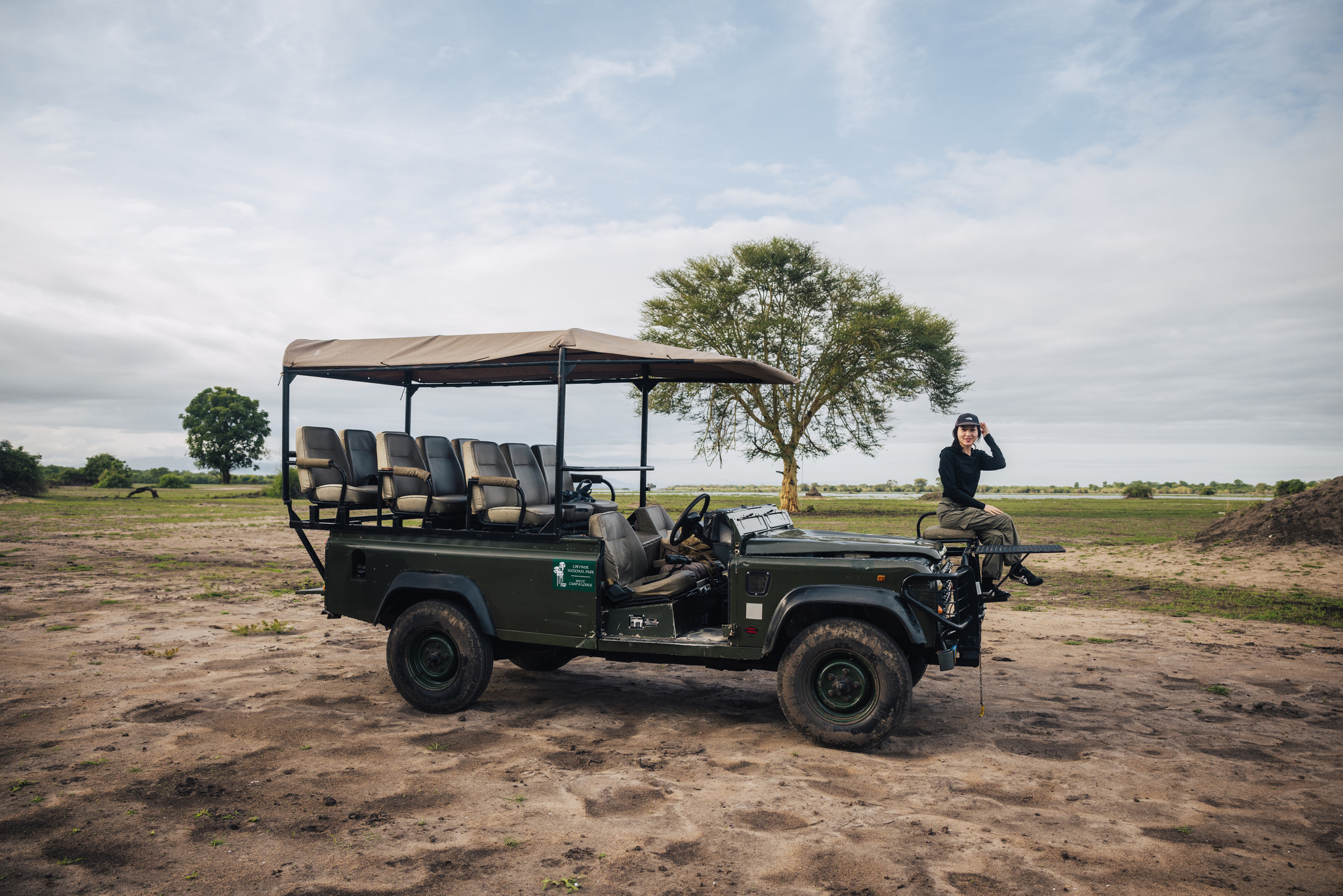 An open safari vehicle on the Liwonde floodplain