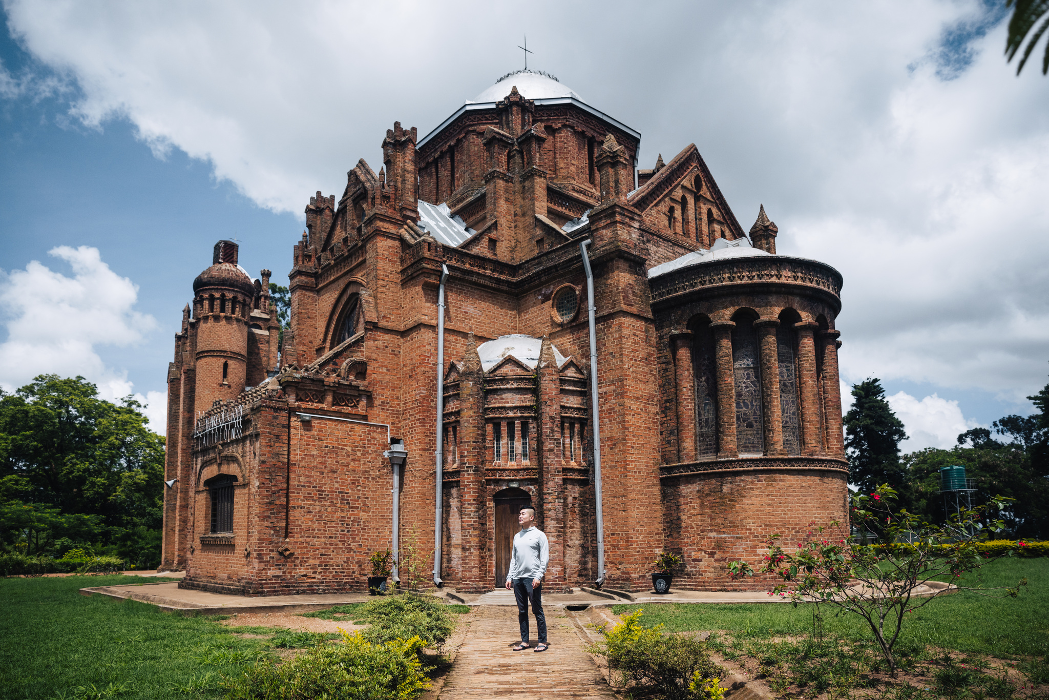 The brick church of St Michael and All Angels in Blantyre, built by local craftsmen between 1888 and 1891