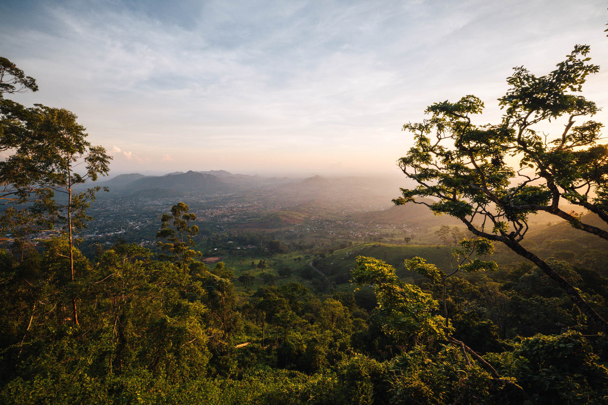 Evening light over the plain below the Zomba Plateau