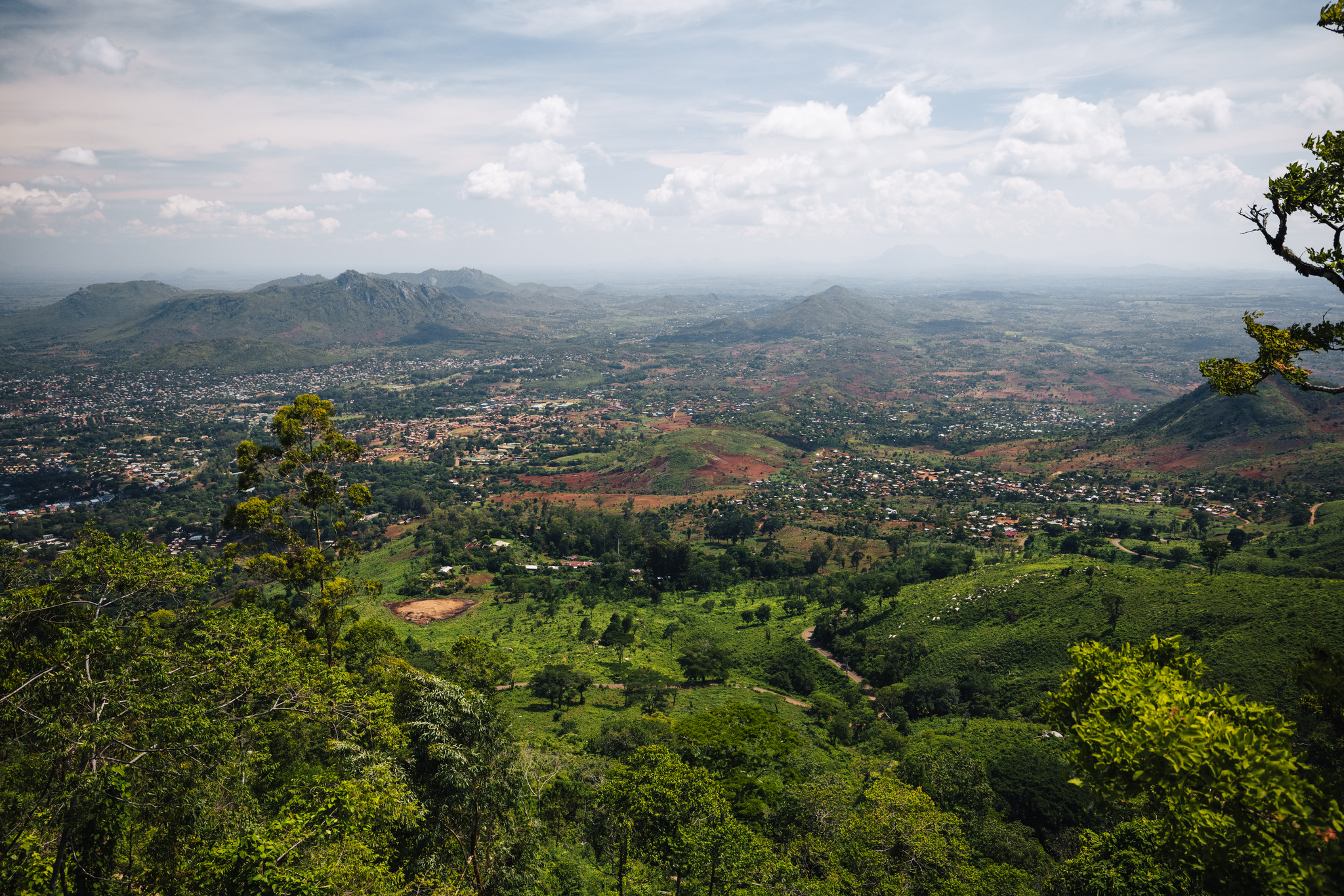 Looking out over Zomba and the hills beyond from the plateau