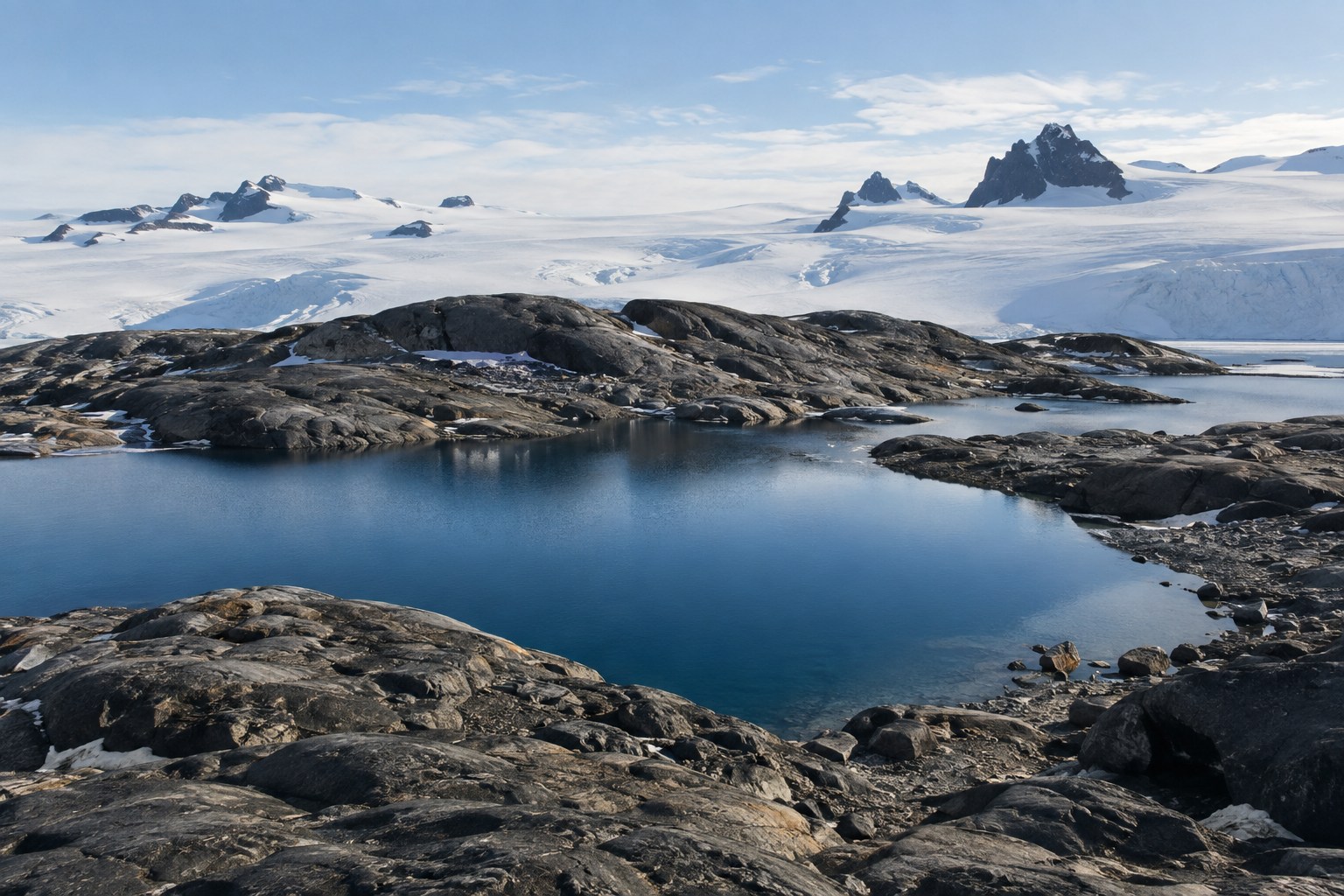 Rock, meltwater and glacier ice in an Antarctic oasis