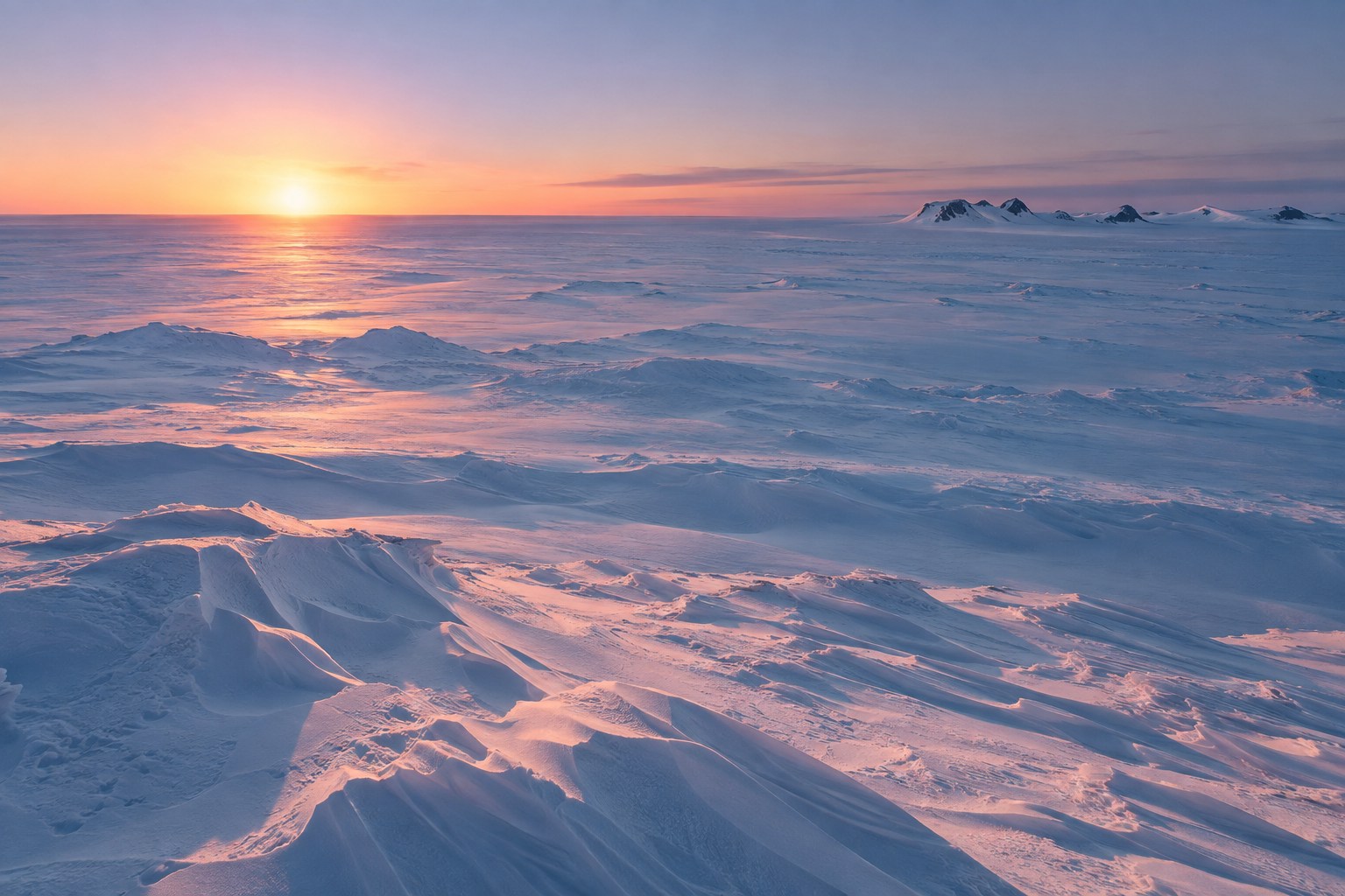 Low polar sunlight across the Antarctic ice