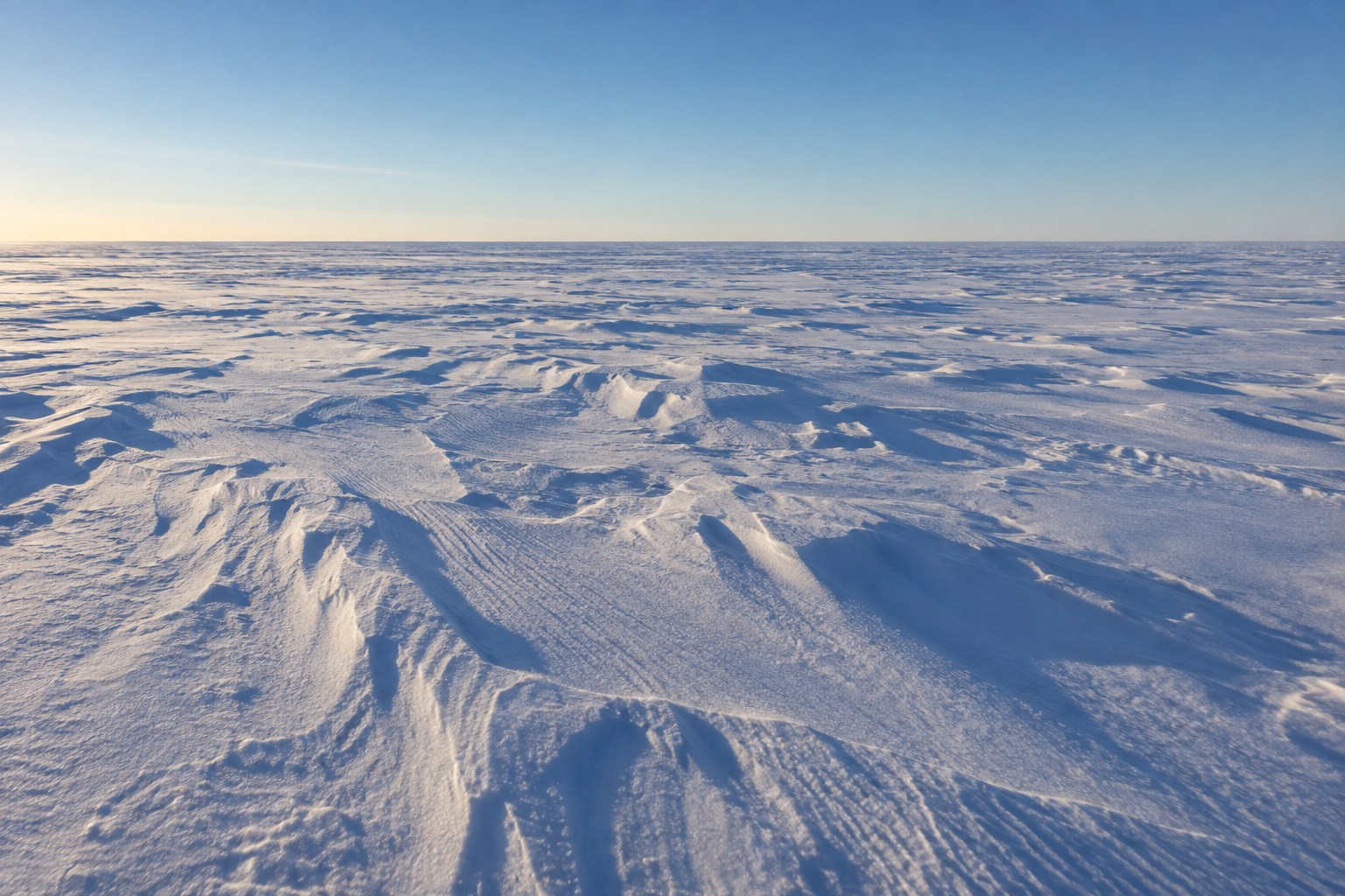The immense white expanse of the polar plateau
