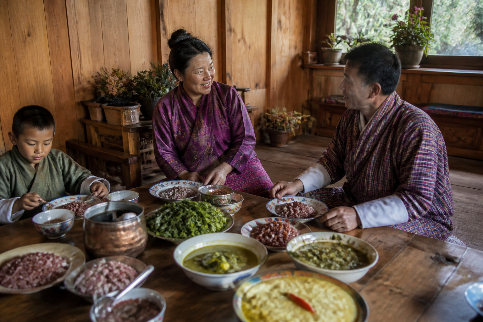 Hot stone bath · farmer's dinner · drive to Thimphu