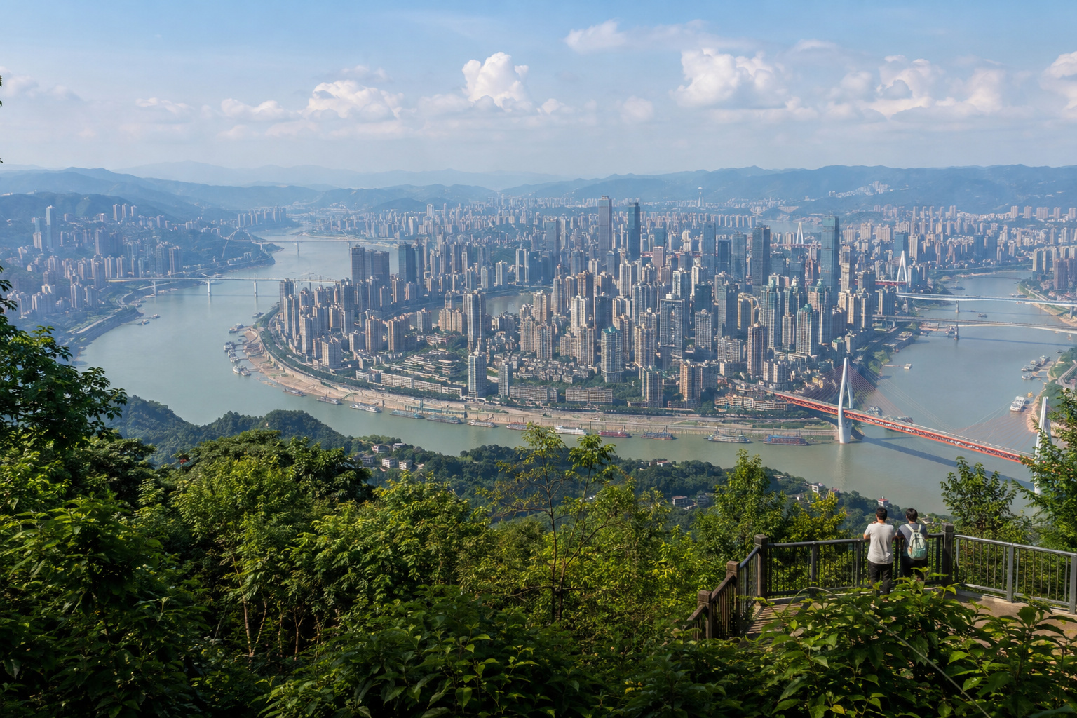 Chongqing and its rivers viewed from the hills